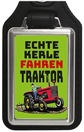 Echte Kerle fahren Traktor Schlüsselanhänger mit Kunstleder-Anhänger in Grün als Geschenk für echte Landwirte und Bauern die ihren Job lieben und das Dorfleben leben wie kein
