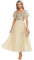 Ever-Pretty Robe pour Mariage Invité Femme Longue à Paillettes Manches Courtes Col V A Line Fluide Chic Or 48