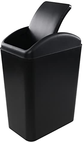 Begale 4.5 Gallon Plastic Swing Top Trash Can, Kitchen Garbage Bin, Black