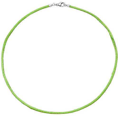 2,8mm Seidenband Seidencollier hellgrün Karabiner 925 Damen 42cm