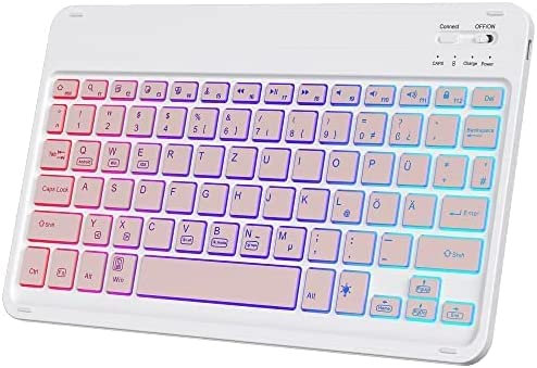 IVSOTEC Clavier Bluetooth QWERTY , Clavier pour Android, Windows, iOS, pour Tablette Samsung/Huawei/Surface/iPad, Macbook, iPhone, Smartphone, Mini Clavier