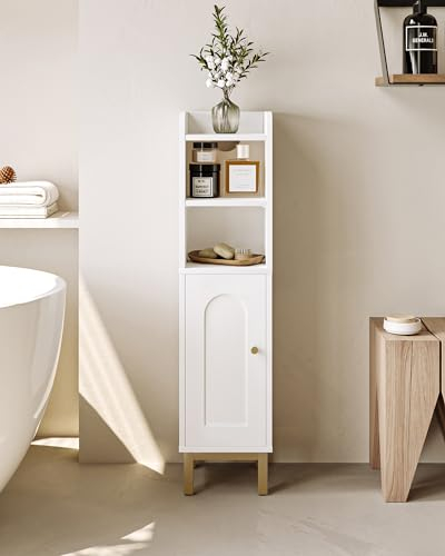 Hzuaneri Badezimmerschrank, Toilettenschrank, Badschrank, schmales Badregal, Verstellbare Ablagen, platzsparend, für kleine Räume, einfache Montage, 20 × 20 × 83 cm, weiß BC08203X