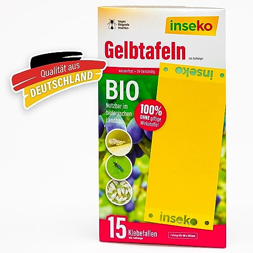 15 x inseko Gelbtafeln I große Gelbsticker gegen Trauermücken UVM. I Gelbfalle 100% giftfrei (15)
