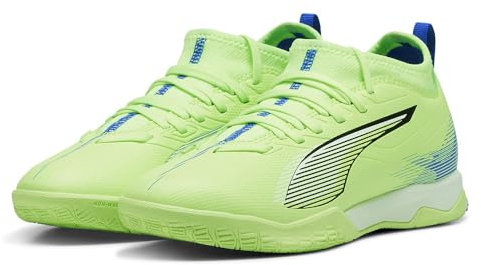 PUMA Unisex Youth Ultra 5 Match IT + MID JR Soccer Shoe, Fizzy Apple-PUMA White-BLUEMAZING, 35 EU