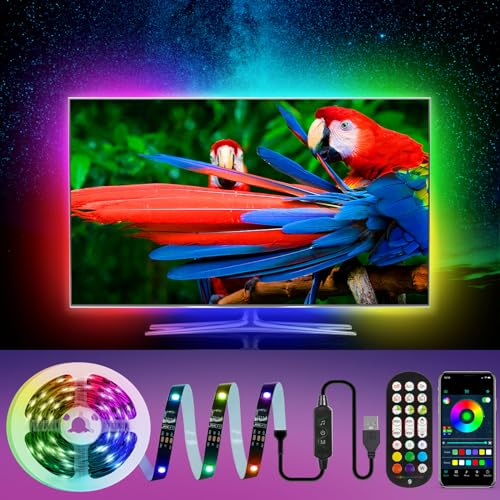 HUEMIHUI Dreamcolour LED TV Retroilluminazione 5 Metri, Striscia Con Distanza & APP Controllo, Bias Illuminazione per 55-75 Pollici, USB per Monitor PC Sala Giochi