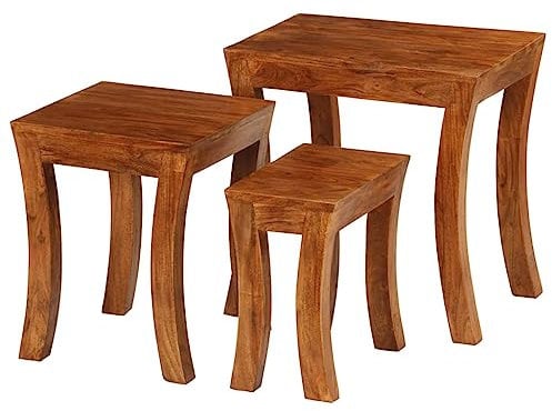 WRJENFSC Sofa Beistelltische Konsolentische Esstische Küchentisch 3-TLG. Satztisch-Set Massivholz Akazie 50x35x50 cm BraunGeeignet für Wohnzimmer, Schlafzimmer, Lounge, Büro