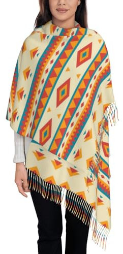 COMAAM Stinktier Nachahmung Kaschmir Lange Fleece Quaste Schal (vertikal) Warmer Schal Täglich Warm Tragen, Indianer, Einheitsgröße