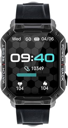 WATCHMARK Smartwatch Montre Ultra Noir Bracelet Silicone Modes Sport Résistant IP67 Résistant