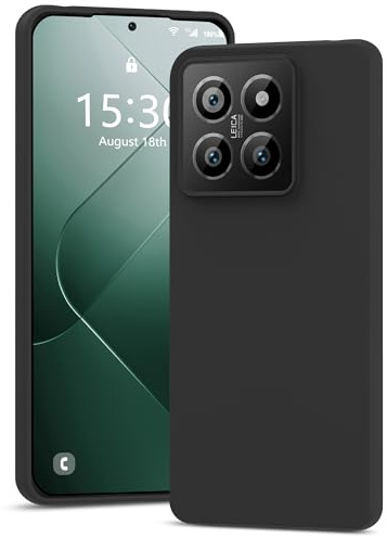 YATWIN Hülle für Xiaomi 14, Silikon Handyhülle mit Futter, 1mm Kamera und Displayschutz, Dünn & Leicht, Anti Kratzer Case, Schwarz