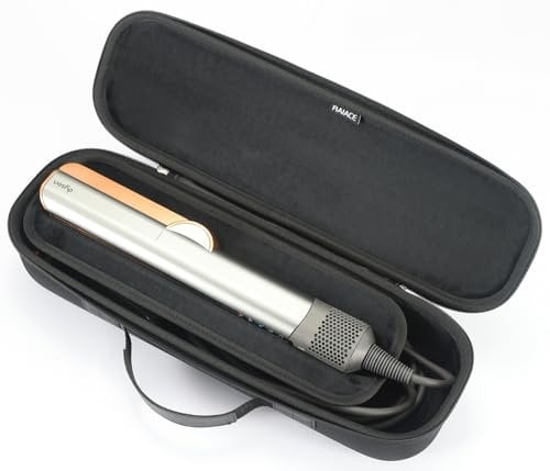 RAIACE Hartschalen-Aufbewahrungskoffer, kompatibel mit Dyson Airstrait Glätteisen, Reise-Tragetasche. (nur Fall) - Schwarz (schwarzes Futter)