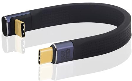 LANMINGLEL 40Gbps USB tipo C 4.0 cavo dati morbido piatto 240W USB C maschio a maschio 90 ° cavo angolare 8K@60Hz Cavo USB C corto per il telefono portatile (tipo C M/M-)