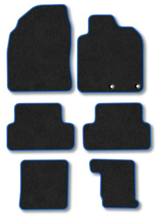 Nissan Qashqai +2 (2007-2014) Carpet Car Mats | Blue Edge Trim Tailored Fit Floor Mats Full Coverage Protection Accessories Easy Clean Anti Slip Made in the UK