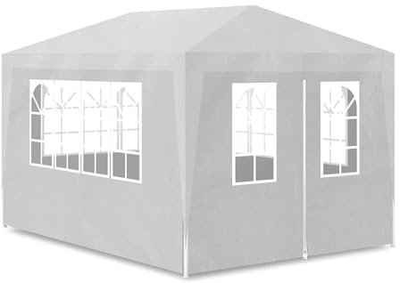 CLALER Pavillon 300x400 cm UV Schutz Faltbar Camping Garten Faltpavillon Partyzelt, Weiß