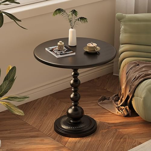 TAUIANE Round Side Table, Home Decorative End Table, Nordic Corner Table, Small Wrought Iron Coffee Table, Retro Sofa Side Table, For Yard Balcony Garden Bedside Patio,Black,D:40cm