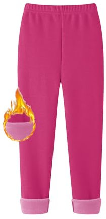 Rayson Leggings Bambina in Cotone Colore Solido Stretch Invernale Caldo Leggins per Sport e Quotidiano età 6-11 Anni(Fucsia,10-11anni)
