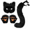 DRESHOW Fuchsschwanz Kunstpelz Flauschige Katze Wolf Plüsch Maske Halloween Party Kostüm Pfote Handschuhe Cosplay Set für Damen