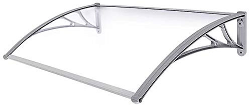 SnamicE Door Canopy Porch ShelterArched Panel Side Supports In Gray Alloy Lean To Roof For Back Porch, Garden, Front Doors, Window,-80cm x 60cm