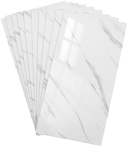 Alipis 10 Pcs Marble Tile Stickers: Waterproof Self-Adhesive Wall Tiles for Kitchen Backsplash - Easy to Clean 30 X 60 Cm Beige