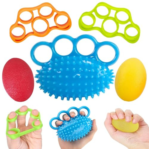 Qihengzhijia Pelotas de ejercicio de mano, entrenador de fuerza de agarre, kit de recuperación de dedos, mejora la flexibilidad de los dedos, alivio del estrés y terapia física, múltiples niveles de