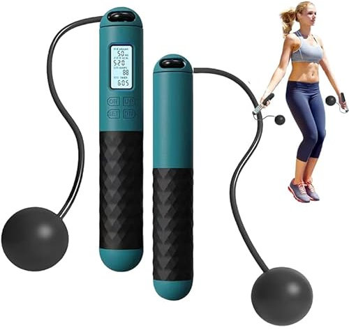 Cordless Skipping Rope with Counter - Wireless Gravity Ball Jump Workout for Adults