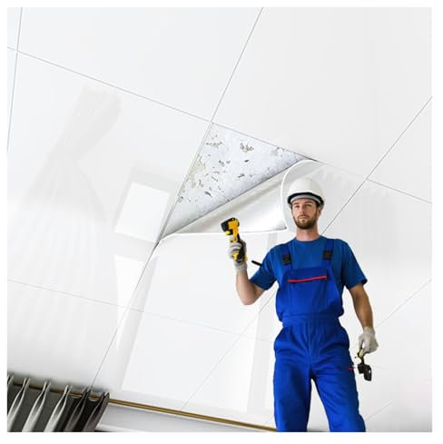 Dalle de plafond Autocollants Pour Dalles De Plafond Blanc Brillant, Résistants À La Chaleur - 5 10 20 30 40 Pièces, Dalles De Plafond De Cuisine À Décoller Et À Coller, 30x60cm, 40x80cm(5 pcs,40x80cm