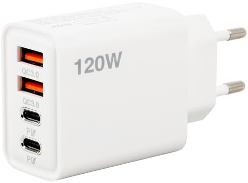 Cargador USB Múltiple, 4 Puertos Cargador Rápido USB Adaptador de Red Universal de Corriente de Pared Cargadores Universal para 15 Plus 14 Pro MAX 13 Pro 12 Mini 11 SE XS XR 8, Pad, Galaxy