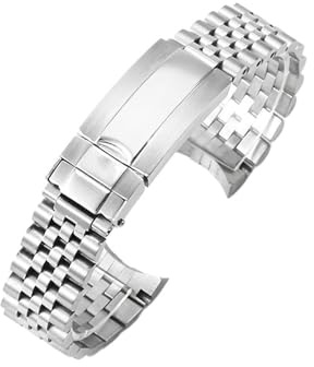 XTVKFWJAB Rostfreies, massives Edelstahlband, kompatibel mit Rolex, 20 mm, Log-Curved-Interface, Greenwich-Schnalle, Uhrenzubehör(Steel-Z9)