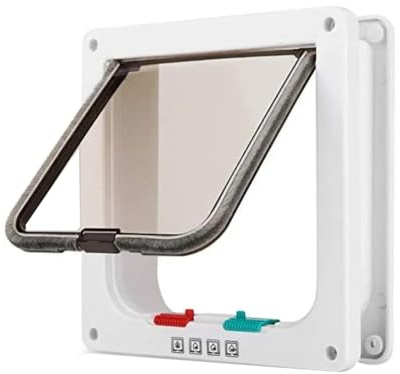Bosiyrggrl Dog Cat Flap Door with 4 Way Security Lock Flap Door for Dog Cats Kitten ABS Plastic Small Pet Gate Door Cat Dogs L