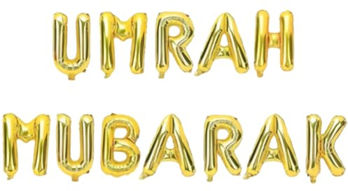 Umrah Mubarak Ballons - Goldene Aluminiumfolien Buchstabenballons, Festliche Dekoration & Umrah-Geschenke, Ideal für Feierlichkeiten & Welcome-Anlässe