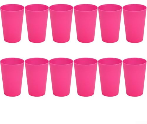 12 Stück unzerbrechliche Kunststoffbecher, leicht, stapelbar, spülmaschinenfest, Mehrzweck, für Kinder und Erwachsene (12 Stück, rosa)