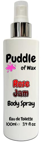 Rose Jam Body Spray - 100ml Eau de Toilette (EDT) - Atomiser Mist - Fruity Scent - Vegan Friendly - Puddle of Wax - Made in the UK