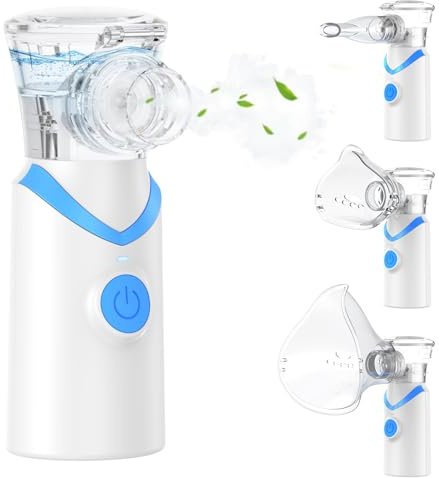 Inhalationsgerät, Larair Inhaliergeräte für Erwachsene & Kinder, Leiser Vernebler, Wiederaufladbarer und Tragbarer Inhalator, Inhalator mit Selbstreinigungsfunktion & Einstellbarem Sprühvolumen, Blau.