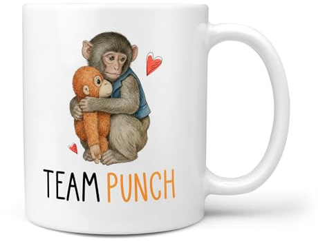TeHe Gifts Team Punch Monkey Gift Mug – 11oz Ceramic Coffee Cup for Monkey Lover – Funny Gift for Friend, Presents for Office, Work Cups