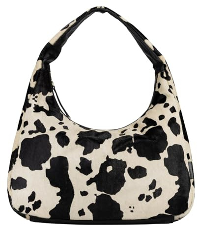 Jost Leder Schultertasche Furry Cow Hobo Bag Black mehrfarbig