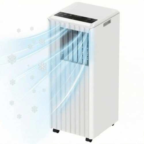 Mobile Klimageräte 9000 BTU, Klimaanlage Mobil 3-in-1 mit Kühlung, Ventilator & Entfeuchtung, leise für Räume bis 35 m², 2 Lüfterstufen, Schlafmodus, 24h-Timer, LED-Display, Fernbedienung, 320 m³/h