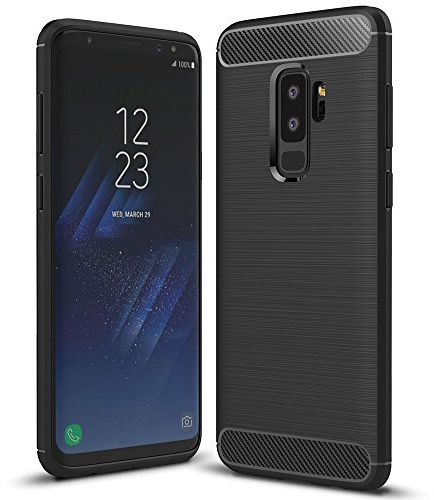 NALIA Silikonhülle für Samsung Galaxy S9 Plus - rutschfest & Matt - Vortex (Gebürstete Optik & Carbon Design) - Marke aus Berlin