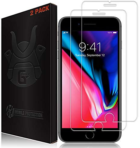 G-Armor Glass Screen Protector for iPhone 8 Plus, 7 Plus, 6s Plus, 6 Plus (2 Pack) - Ultra Clear Tempered Glass Protective Screen Cover, Phone Case Friendly, Accessories for 5.5-inch Apple iPhones