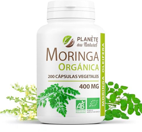 Moringa Oleifera Orgánica - 400 mg - 200 cápsulas vegetales - Planète au Naturel