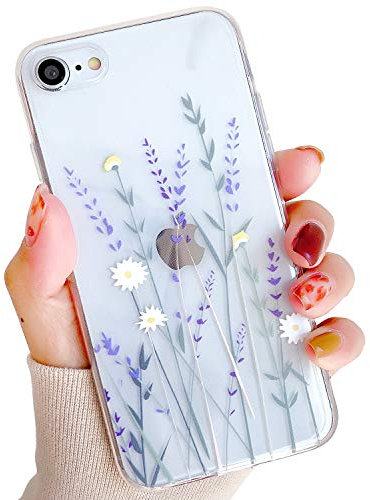 HJWKJUS Compatible with iPhone 6/6s Case for Girls&Woman,Elegance Lovely Floral Flower Blooms Soft Clear TPU Rubber Gel Shock Absorption Protection Case for iPhone 6/6s 4.7''