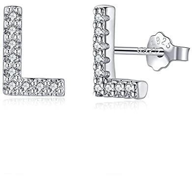 Buchstabe Ohrringe Silber 925, Initiale L Kleine Ohrringe für Mädchen Damen Geburtstag