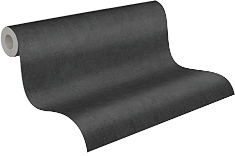 A.S. Création Vintagetapete Cuba Tapete einfarbig unifarben Vliestapete schwarz leicht glänzend matt fein strukturiert 380251 38025-1, 10.05 m x 0.53 m