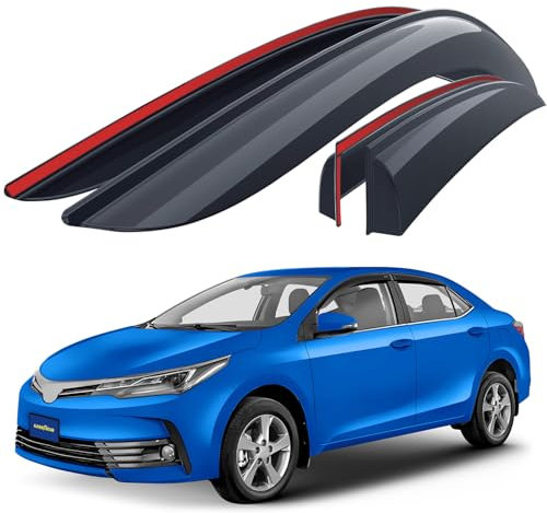 Goodyear Windabweiser für/kompatible mit Toyota Corolla 2013-2018 nur Sedan - Stick-on Regenabweiser - Autofenster Regenschutz - Ermöglichen Frischluft - Waschstraßenfest - Einfache Montage 4 Set