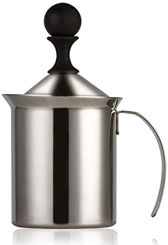LTLWSH Mousseur A Lait Manuel INOX 200 ML - Emulsionneur Barista Idéal Mousse De Lait Cappuccino Et Latte Macchiato