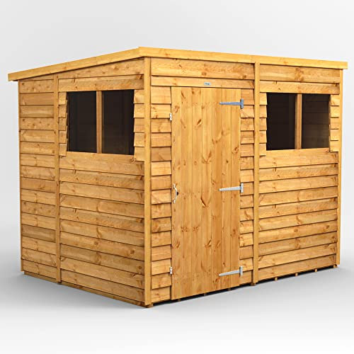 Powersheds High Grade Premium Pent Overlap Wooden Shed with Security Features, Door & Window Flexibility, made from Extra Thick Timber