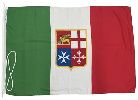 NS BANDIERE Bandiera Marina Mercantile Italiana da Barca cm 40x60 in tessuto Stamina di 220gr. m²