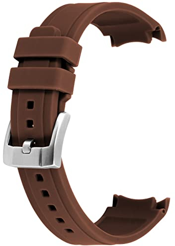 YISIWERA 20mm Premium Crafter braun Silikon Uhrenarmband Universal gebogenes Ende Kautschuk Uhrenarmband Armband gebürstetem Edelstahl Dornschließe für Männer Frauen