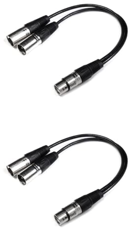 BRIEFCEC 2pcs XLR Y Cavo, Microfono Splitter Femmina a Doppio Maschio 3 Pin Jack, Adattatore Audio in Rame OFC Con Jack in Lega di Zinco (1 Femmina a 2 Maschi, 30 cm)