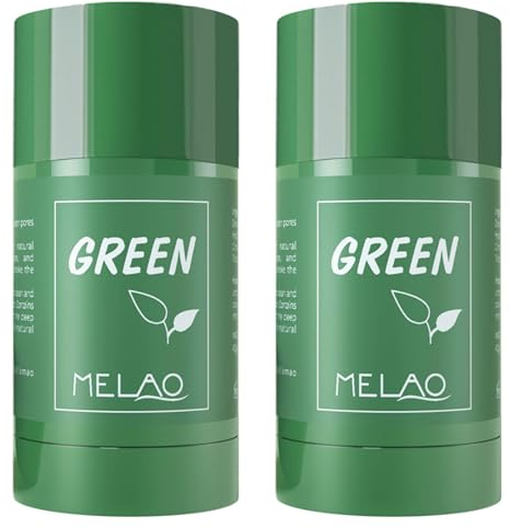 Grüner Tee Maske Stick für Gesicht, Porenlose tiefe Reinigung Maske Stick, Mitesser Entferner mit grünem Tee Extrakt, tiefe Porenreinigung, Feuchtigkeitsspendend und Ölkontrolle (2PCS)
