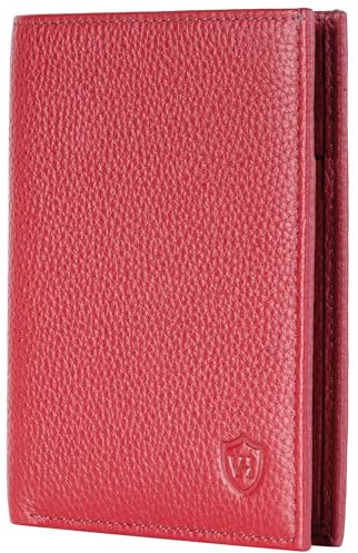 VON HEESEN Leder Geldbörse Herren mit Münzfach & RFID Schutz I Echtleder Geldbeutel für Männer & Damen I Portemonnaie Brieftasche Wallet Portmonee (Rot, MIT MÜNZFACH)
