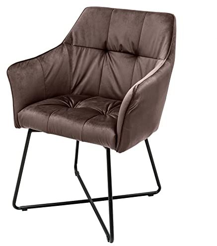 riess-ambiente.de Stuhl LOFT Samt Taupe braun mit Armlehne